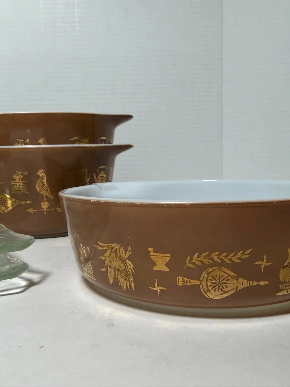 Vintage Pyrex Americana -  Brown Gold 1960s casserole dishes
